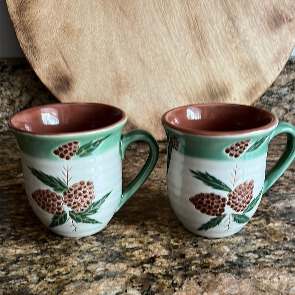 Hampton @ Home Pine Cone Embossed Mugs Set Of Two